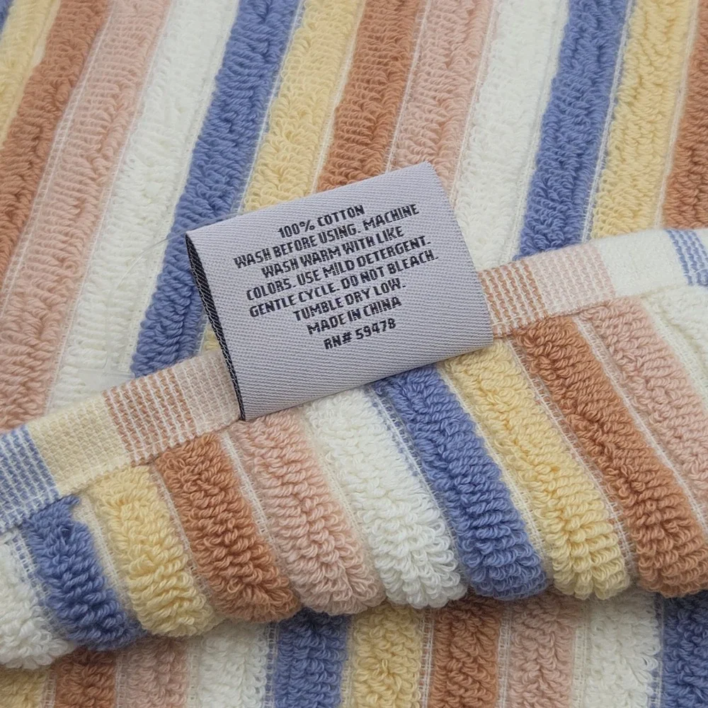 Rachel Zoe 8pc Cotton Bath Hand Wash Towel Set Earthy Neutral Color Stripe Boho
